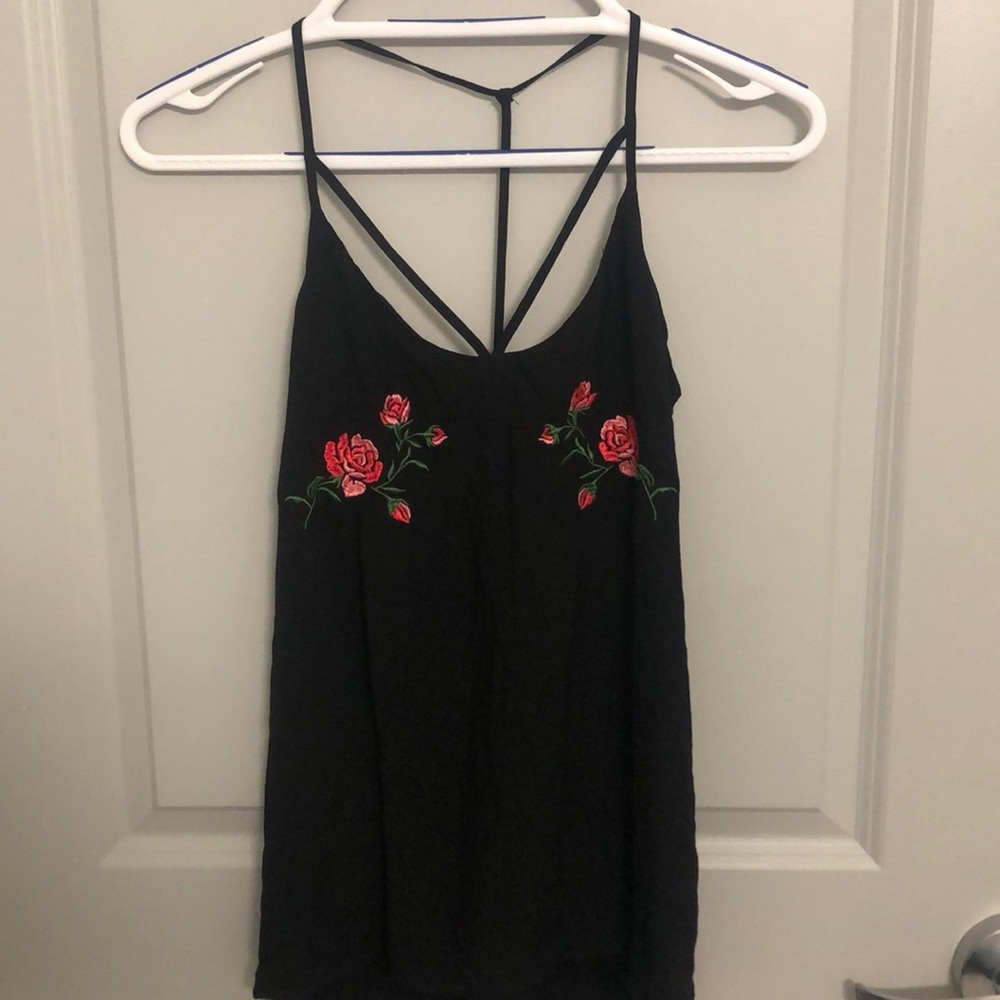 Black open back tank